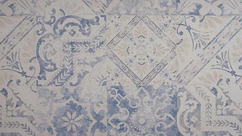 Worn drawing of typical blue and white tiles of Spain Stock Photos