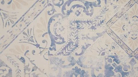 Worn drawing of typical blue and white tiles of Spain Stock Photos