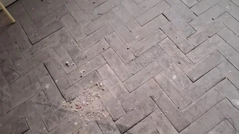 Worn herringbone wooden floor texture moving in slow motion video footage Stock Footage 337896983