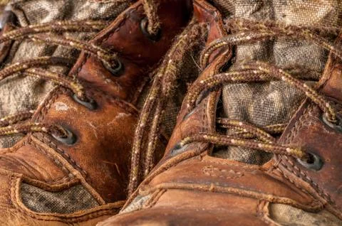 Worn hunting boot Foto stock