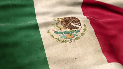 A Worn Mexican Flag Waves In The Breeze. Stock Footage 334242603