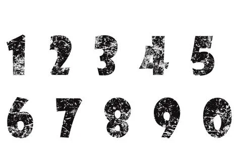 Worn old multicolored numbers from 1 to 10 Stock Illustration