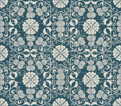 Worn out antique seamless background spiral cross gourd vine flower Stock Illustration