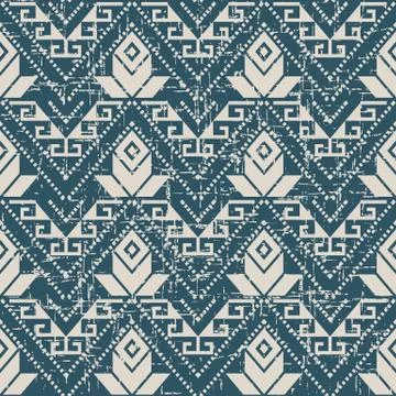 Worn out antique seamless background Triangle Aboriginal Cross Dot Line Flowe Stock Illustration