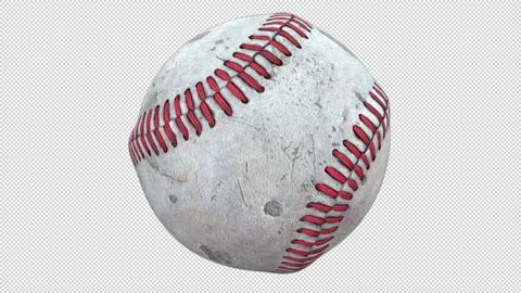 Worn out baseball rotating - 3d render looped with alpha channel. Video stock 167492126