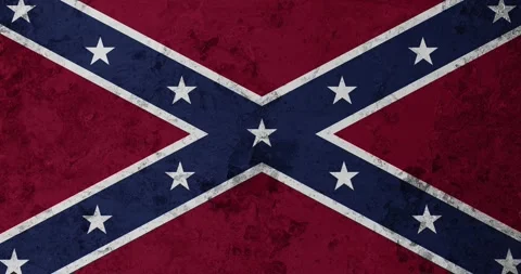 A worn out rusty wall with the onfederate state flag of the USA Stock Footage 337428101