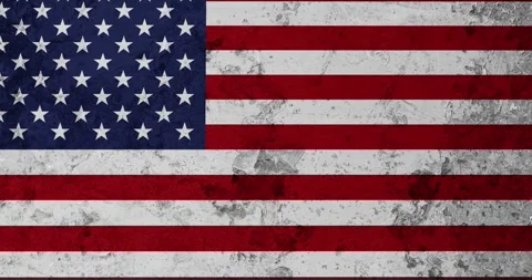 A worn out rusty wall with the united states of america flag Stock Footage 337432680