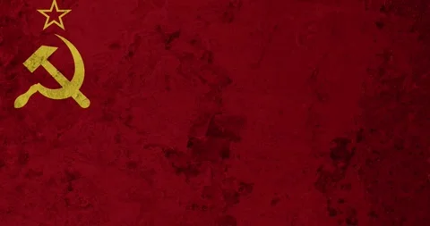 A worn out rusty wall with the USSR Union of Soviet Socialist Republics flag Video stock 337432703