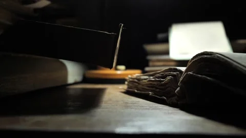 Worn pages of an ancient book Stock Footage 222966928