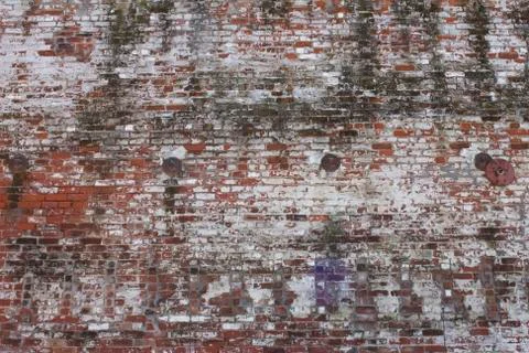 Worn Paint Brick Wall Texture Stockfoto's
