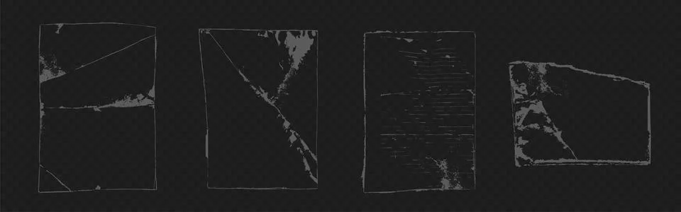 Worn paper texture frames on transparent bg 스톡 일러스트