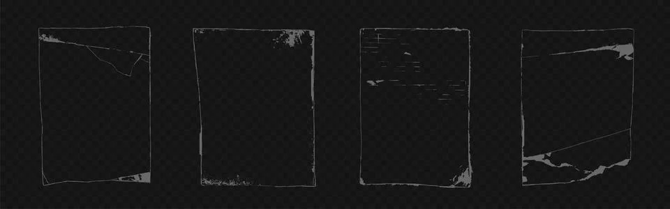 Worn paper texture frames on transparent bg 스톡 일러스트