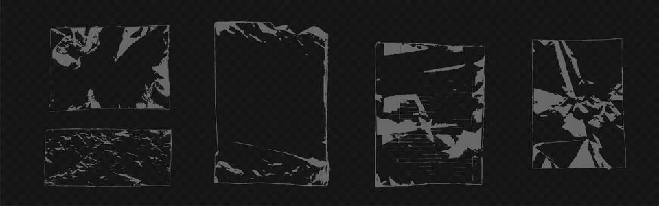 Worn paper texture frames on transparent bg Illustrazione stock