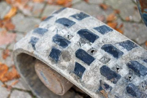 Worn Rubber Track with Diamond Pattern Stock Photos