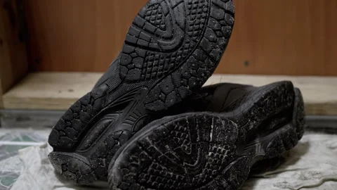 Worn Sneaker Soles Close-up Stock Footage 312011100