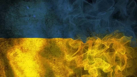 Worn Ukraine Flag Waving in the Wind - Particle Animation Stock-Footage 247108846