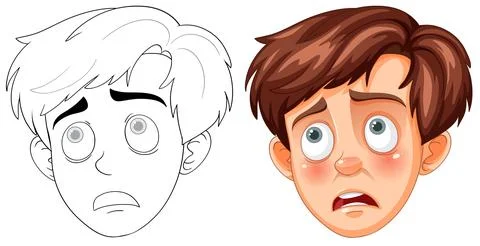 Worried Boy Expression Illustration Stock Illustration