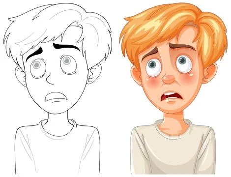 Worried Boy Expression Illustration Stock Illustration