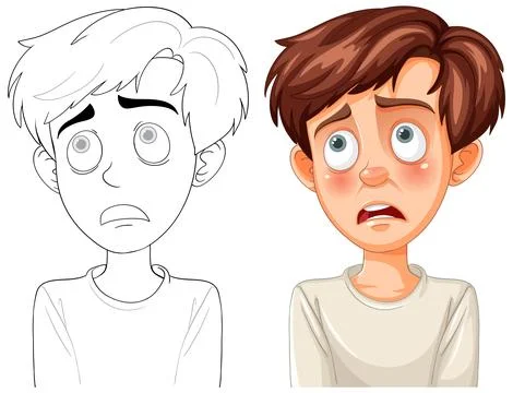 Worried Boy Expression Illustration Stock Illustration