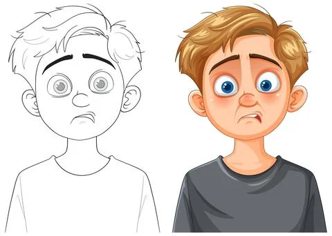 Worried Boy Vector Illustration Stock Illustration