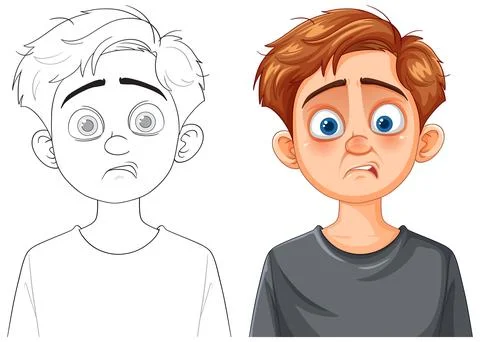 Worried Boy Vector Illustration Stock Illustration
