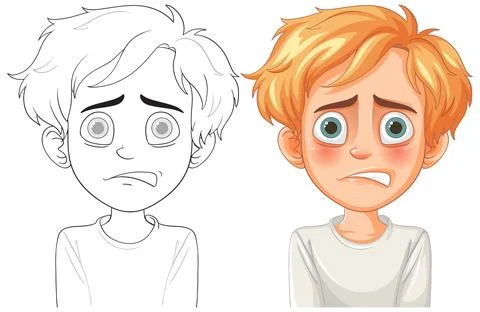 Worried Boy Vector Illustration Stock Illustration