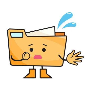 Worried brown file folder character Stock Illustration
