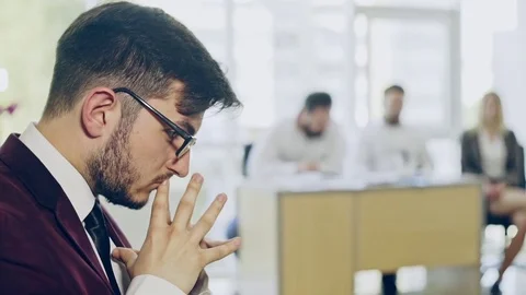 Worried businessman thinking of a solution Stock Footage 83479804