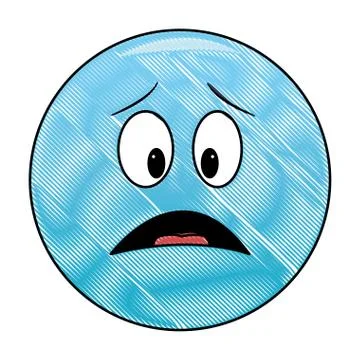 Worried chat emoticon scribble 库存插图