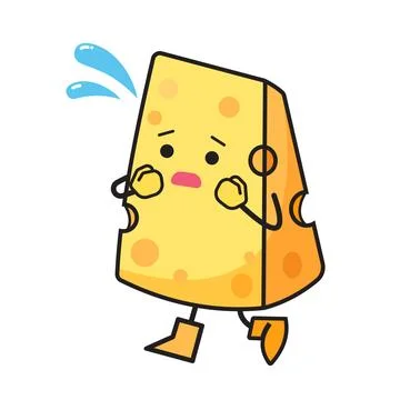 Worried cheese character Stock Illustration