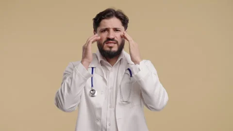 Worried Doctor Man, Panic, Despair, Mistake Gesture, Like No, I Ruined. Shocked Stock Footage 324820332