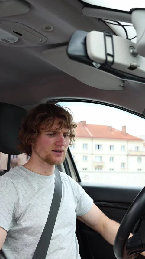 Worried driver cannot start the car and does not know what to do Stock Footage 342918331