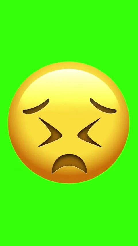 Worried emoji face with depressed expression on green screen Stock Footage 329405992