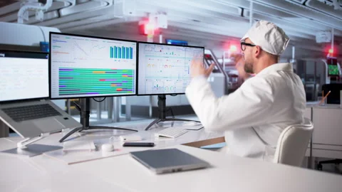 Worried Engineer Operator At Factory Looking Stock Footage 328708565