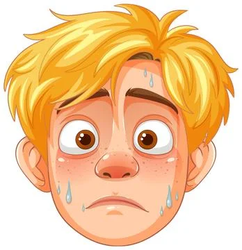 Worried Expression on Boy's Face Stock Illustration