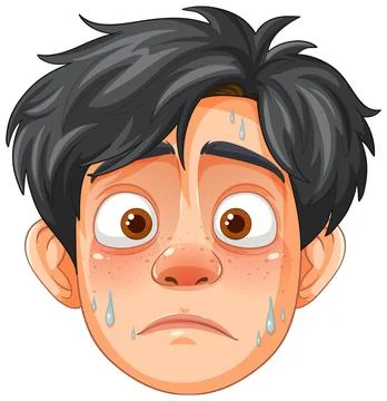 Worried Expression Cartoon Face Stock Illustration