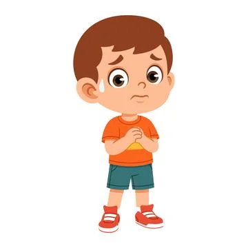 Worried Expression of Flat Boy Character Stock Illustration