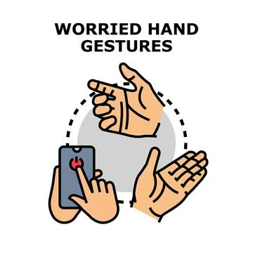 Worried hand gestures experiencing stress and anxiety Stock Illustration