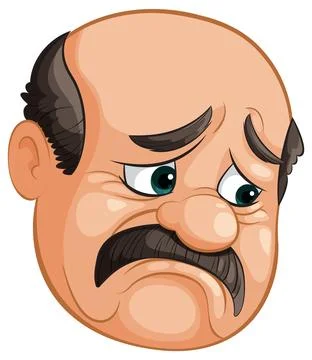 Worried Man Cartoon Face Expression Stock Illustration
