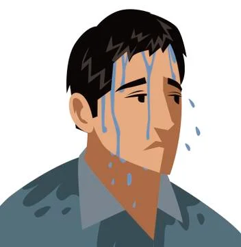 Worried man with sweating problem Stock Illustration