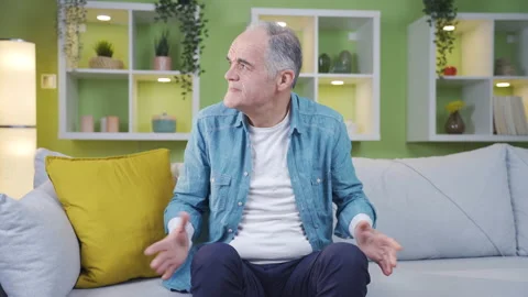 Worried old man crying. His wife did not come home. Stock Footage 237795849