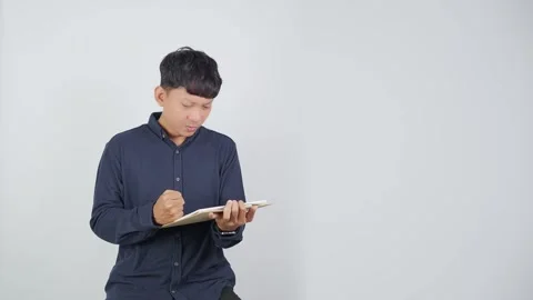 Worried Person Holding Document With Clenched Hands Vídeo Stock 344830641