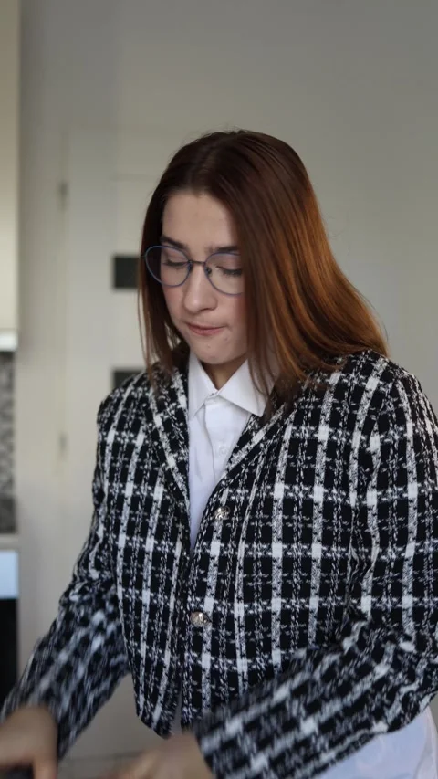 Worried student checks smartphone while rushing indoors late for class Stock Footage 327217214