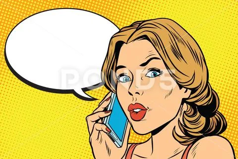 Worried woman talking on the smartphone Stock Illustration