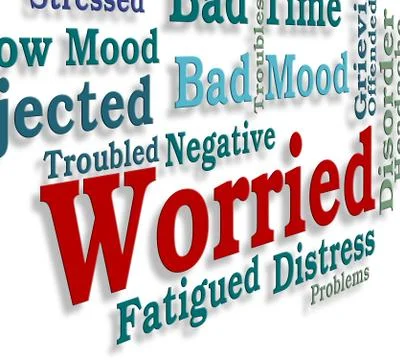 Worried Word Indicates Ill At Ease And Afraid Stock Illustration