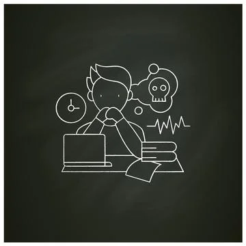 Worrier procrastinator chalk icon Stock Illustration