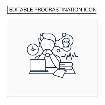 Worrier procrastinator line icon Stock Illustration