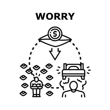 Worry concept creating financial and sleep problems Ilustración de archivo