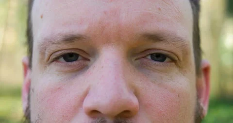 Worry focused eyes look on camera, attractive confused man worrying about work Stock Footage 103808849