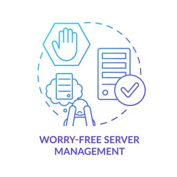Worry free server management blue gradient concept icon Stockillustratie
